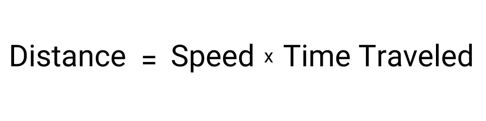 An image showing the formula for finding how far you would travel if you went the speed of light for a certain amount of time.